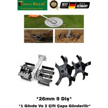Royal Motorlu Tırpan 2 Adet Toprak Çapalama Aparatı 26MM 9 Diş Toprak Eşeleme Çelik Çapa
