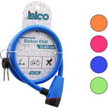 Nemere Anahtarlı Plastik Kafa Bisiklet Kilit Çelik Tel Renkli Kılıf 12MMX80CM (4887)