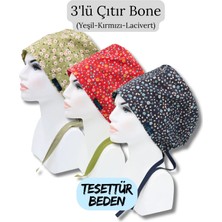 Doktorbonem Tesettür Beden 3lü Çıtır Bone Yeşil Çiçek Bahçesi Kırmızı Çıtır Lacivert Çıtır Çiçekler Cerrahi Bone