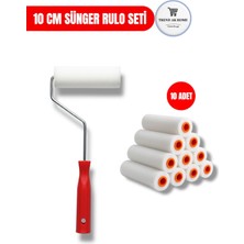 Trend Ak Home 10 cm Sünger Rulo Seti | Rulo Sap + 10 Adet Yedek Rulo | Pürüzsüz Boyama Için Ideal