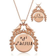 Modahilye 925 Ayar Gümüş Aşk Kumruları Rozegold Seni Seviyorum Tasarım Kolye