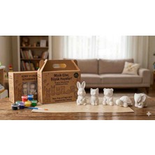 BerMey Minik Eller Taş Tozu Boyama Seti - 5 Figürlü Eğitici Aktivite Seti - Akrilik Boya ve Fırça Dahil