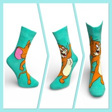 Çorapmatik Jerry Çizgi Film Karakteri Renkli Soket Çorap