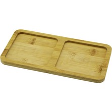 Nemere 2 Bölmeli   Dikdörtgen  Ahşap Bambu Yağdanlık Altlık  Mini Tepsi   20X10X0.8CM (4887)