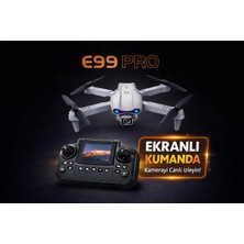 Rose Teknoloji E99 Pro 4K Hd Kamera 360 Derece Dönme Katlanabilir Gövde Çift Bataryalı   Ekranlı Kumanda Uygulama Kontrollü ve Taşıma Çantalı Drone