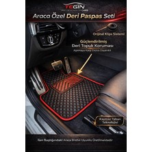 Tegin Mat Designer Of Cars Renault Scenic Premium Deri Paspas Siyah Deri Kırmızı Kenar