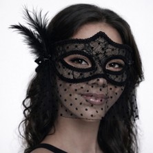 Marsilyan Siyah Dantel Tüllü Peçeli Parti Maskesi