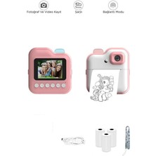 Marsilyan Dijital Fotoğraf Makinesi Çocuk Termal Resim Kağıt Baskılı Yazıcı Kamera Video Makinesi CMR15 Pembe
