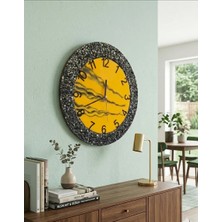 Af Epoxyart Duvar Saati - 35CM - Modern Dekoratif Duvar Saati - Epoksi Duvar Saati - El Yapımı Duvar Saati -  Sarı+Siyah