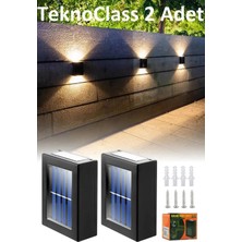 Nemere Solar Çift Taraflı Duvar Lambası Güneş Enerjili Aydınlatma Dekorasyon Aplik Işık 2 Li (4887)