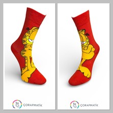 Çorapmatik Garfield Çizgi Film Karakteri Renkli Soket Çorap