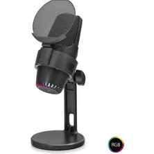 Marsilyan M9 Profesyonel Gaming Rgb Mikrofon 48 Khz / 16 Bit Type-C - Siyah