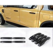 Aftermarket 2023+FORD Ranger T9 Uyumlu Kapı Kolu Kaplama Koruma Anahtrsız Girişli Mat Siyah Ithal Ürün
