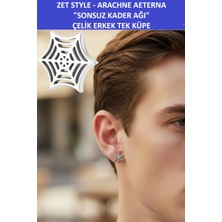 Zetconcept Zet Style – Arachne Aeterna | "sonsuz Kader Ağı Küpesi" Tek Erkek Küpe - Paslanmaz Çelik