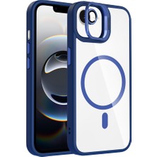 Tılsım Tekno iPhone 17E Kılıf Standlı ve Kamera Lens Hediyeli M-Safe Şarj Özellikli Zore Etro Kapak - Lacivert
