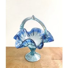 Felis Arte Handmade Cam Şekerlik, Vintage , Dekoratif (Mavi) ,cam Sanatı
