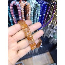 Mga Doğaltaş Akik Doğal Taş Bileklik Çift Delikli Esnek Misinalı | Sertifikalı Gerçek Akik Taşı | Mdf Ahşap Kutulu Unisex Bileklik