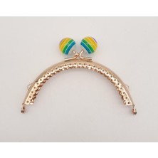 Renkli Şeker Başlıklı Cüzdan Çanta Klipsi Bursu Gold Metal 10.5 cm