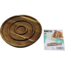 Nemere Akasya Yuvarlak  2 Bölmeli=1+1  Ahşap Servis Sunum Tepsi - Tahtası  20 x 1.4cm (4887)