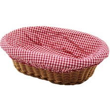 Nemere Oval Renkli Bezli Ip Hasır Ekmek Sepeti Kulplu TABAN:11.5X20 - AĞIZ:18X28 Derinlik:7cm (4887)