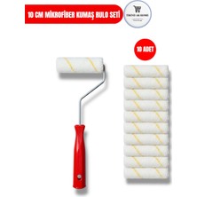 Trend Ak Home 10 cm Mikrofiber Rulo Seti | Rulo Sap + 10 Adet Yedek Mikrofiber Rulo | Yüksek Boya Tutma & Pürüzsüz Kaplama