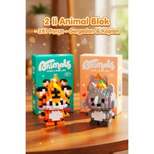 Kobe 2’li Mini Bricks Blok Seti – Kaplan & Gergedan LEGO Benzeri  | 281 Parça | Sevimli Koleksiyon Figürleri