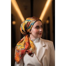 Silk Home Twill Ipek Eşarp 11512-07 Koyu Turuncu Art Desen