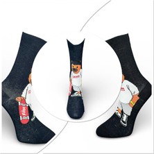 Çorapmatik Siyah Renk Ayı Bear Desenli Soket Çorap