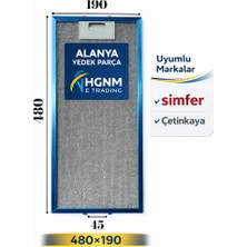 Hgnm E-Trading 190X480 mm Simfer Çetinkaya Uyumlu Aspiratör Davlumbaz Yağ Filtresi 19X48 cm Metal Filtre Alt Üst Tırnak Aralığı 4,5 cm