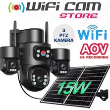 Wificam 3 Kameralı 6 Motorlu Wifi Solar Kamera - Aov 7/24 Kayıt Wifi Versiyondur Sim Kart Takılmaz