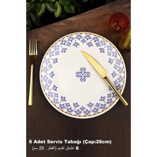 Pinkev Ottoman 6 Kişilik Seramik Servis Tabağı Takımı - 26CM