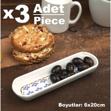 Pinkev Ottoman 3 Adet Seramik Zeytinlik Oval Kayık Sunum Tabağı - 6X20CM