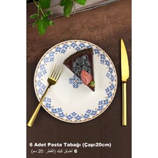 Pinkev Ottoman 6 Kişilik Seramik Pasta Tatlı Tabağı Takımı - 20CM