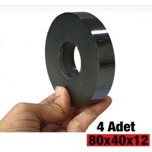 AY MAGNET Mıknatıs 80MM x 40MM x 12MM Güçlü Ferrit Kömür Oxit Seramik Halka Mıknatıs 4 Adet