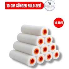 Trend Ak Home 10 cm Yüksek Kaliteli Sünger Rulo Seti | 10 Adet Yedek Rulo | Iz Bırakmaz Pürüzsüz Boyama