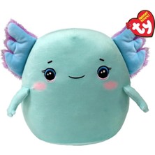 TY Beanie Boos Ty Squishy Beanies - Charlie L'axolotl, Mavi Gözlü Yumuşak Peluş Yastık 25 cm