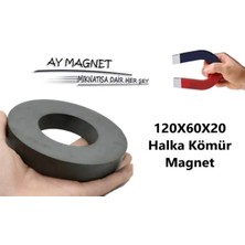 AY MAGNET 1 Adet 120X60X20 Delikli Ferrit Mıknatıs Seramik Oksit Kömür Magnet ÇAP:120MM DELIK:60MM KALINLIK:20MM