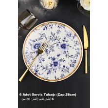 Pinkev Blossom 6 Kişilik Seramik Servis Tabağı Takımı - 26CM