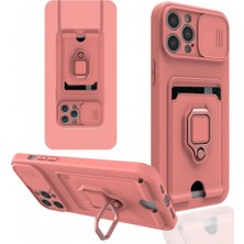 Mey İthalat Mey Ithalat®  iPhone 12 Pro Max Kılıf Zuma Kartvizitli Yüzüklü Silikon - Pembe