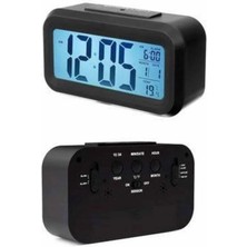 Dijital Masa Saati Takvim Çalar Saat Alarmlı Işıklı LED Ekran Pilli Midastech