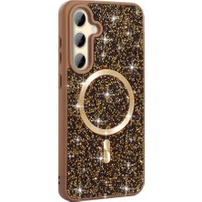 Apsuwa Samsun Galaxy S25 Fe Kılıf Pırlanta Taşlı Magsafe Şarj Özellikli + Ekran Koruyucu