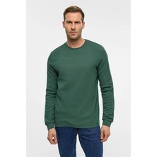 Süvari Yeşil Slim Bisiklet Yaka Sweatshirt