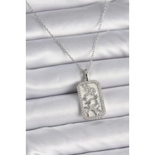 Inure Jewelry 316L Çelik Gümüş Renk Zincir Oğlak Burcu Zirkon Taşlı Kadın Kolye