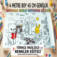 Mixoyuncak Devasa Rulo Boyama Kitabı 4 Metre | Sayılarla Boyama | Türkçe Ingilizce Renk Öğreten Aktivite Kitabı Çocuklar Için