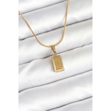 Inure Jewelry 316L Çelik Gold Renk Mini Külçe Altın Model Kolye