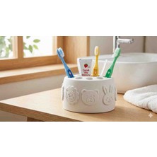 BerMey Modern Taş Dokulu 3D Baskılı Çocuk Diş Fırçalığı – Saf Beyaz