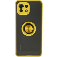 Mey İthalat Mey Ithalat®  Xiaomi Mi 11 Lite Kılıf Montreal Yüzüklü Silikon Kapak - Sarı