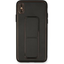 Mey İthalat Mey Ithalat®  iPhone Xs Max Kılıf Coco Deri Standlı Kapak - Siyah