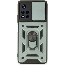 Mey İthalat Mey Ithalat®  Xiaomi Redmi Note 11T Kılıf Pars Lens Yüzüklü Silikon - Yeşil