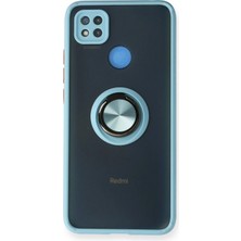 Mey İthalat Mey Ithalat®  Xiaomi Redmi 9c Kılıf Montreal Yüzüklü Silikon Kapak - Buz Mavi